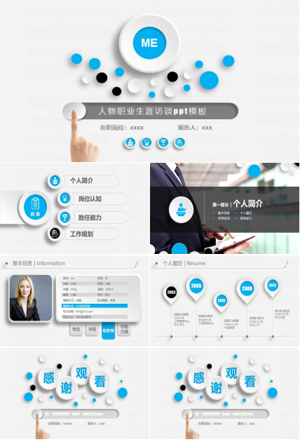 人物职业生涯访谈ppt模板