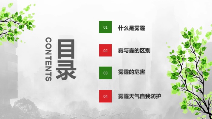 雾霾天气ppt模板