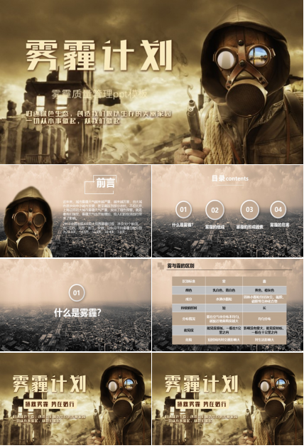 雾霾质量管理ppt模板