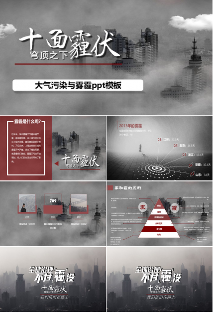 大气污染与雾霾ppt模板