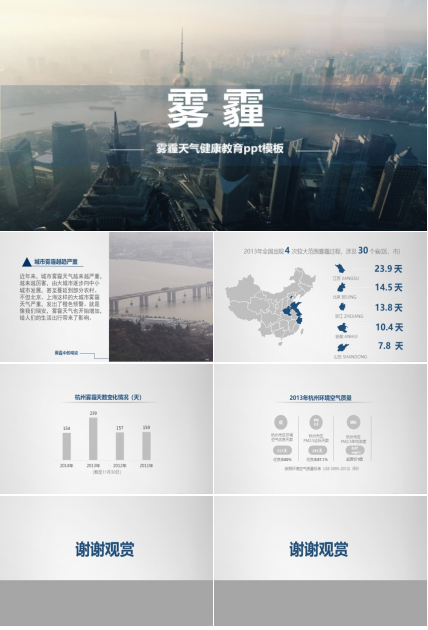 雾霾天气健康教育ppt模板