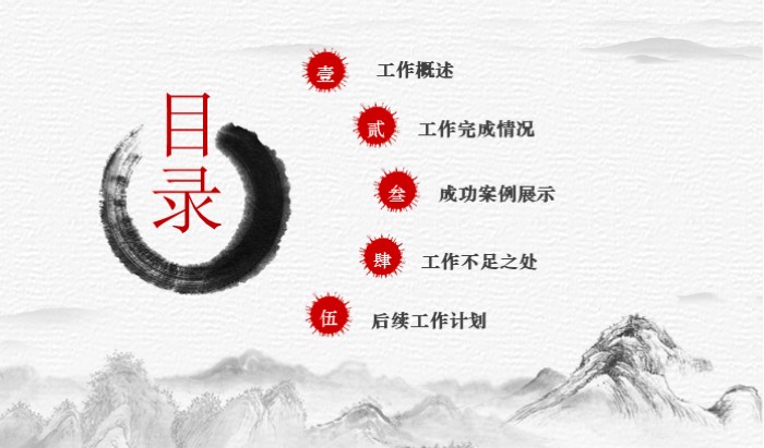 中国诗词水墨画ppt模板