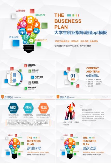 大学生创业指导流程ppt模板