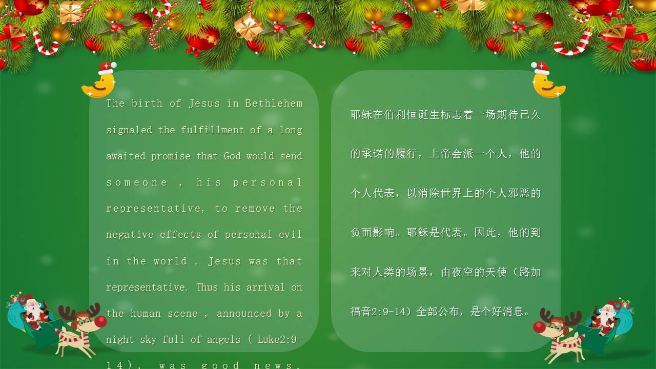 绿色卡通圣诞节英文介绍ppt模板
