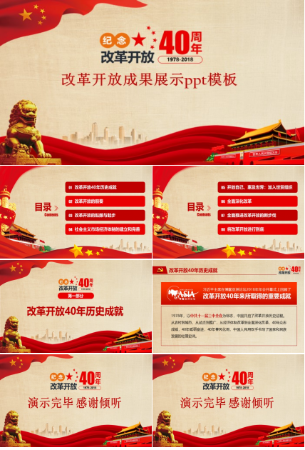 改革开放成果展示ppt模板