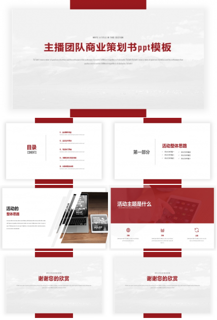 主播团队商业策划书ppt模板