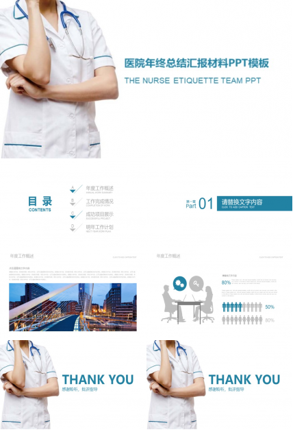 医院年终总结汇报材料ppt模板