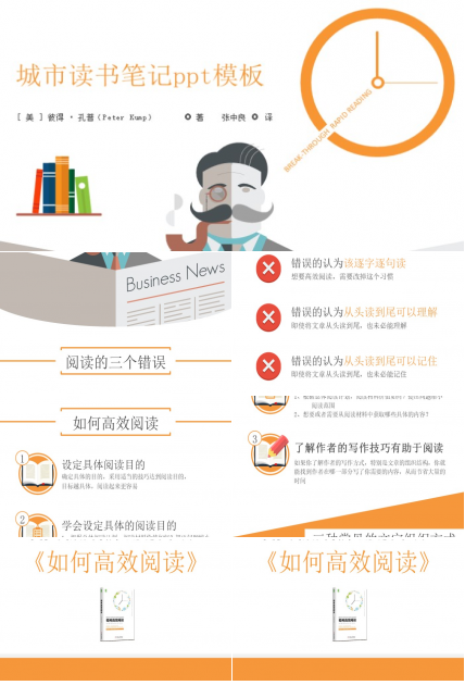 城市读书笔记ppt模板