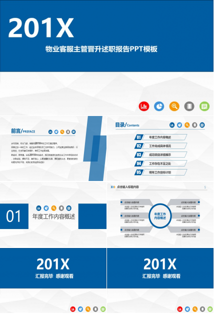 物业客服主管晋升述职报告PPT模板