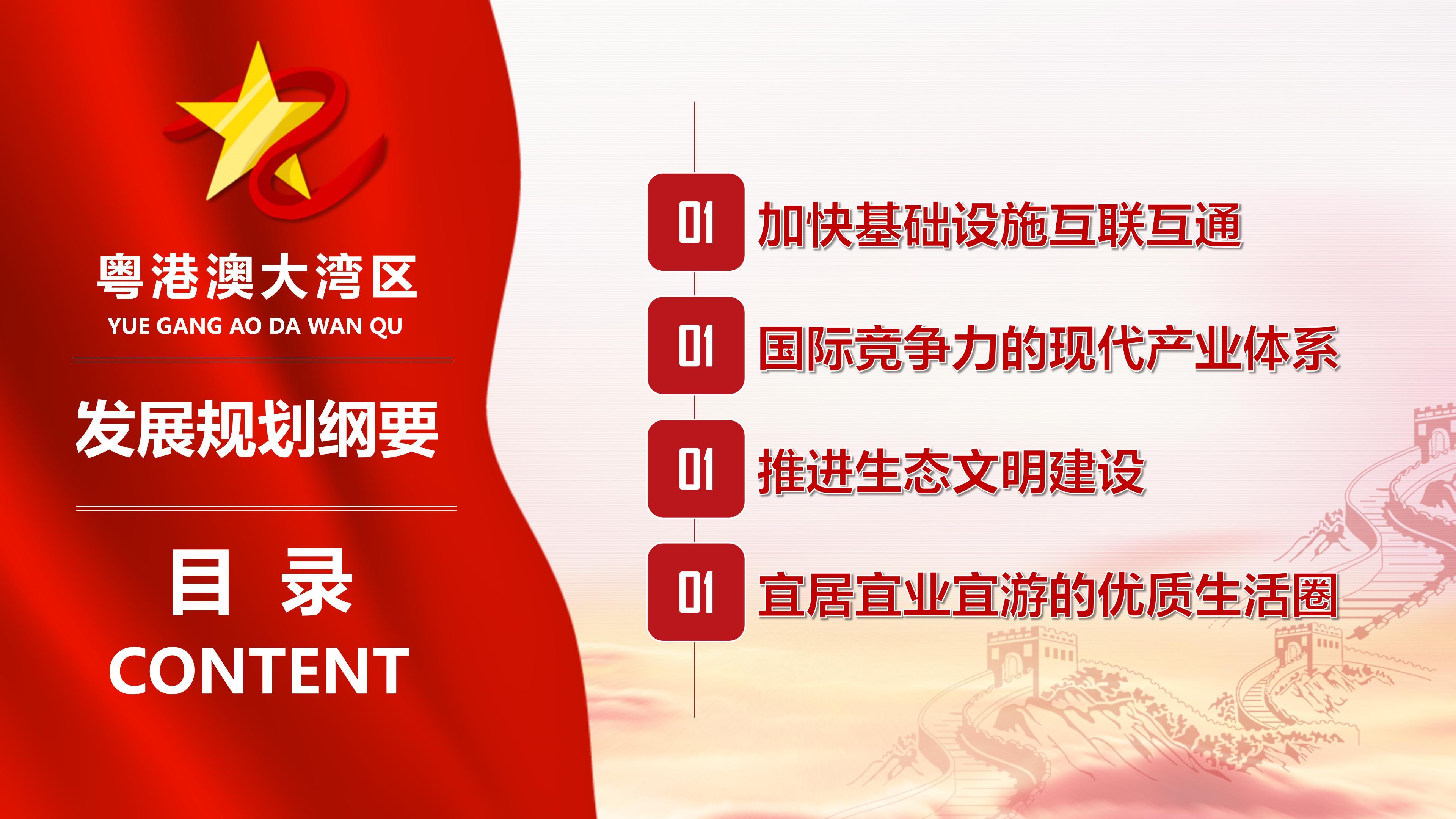 2019粤港澳大湾区发展规划纲要ppt模板