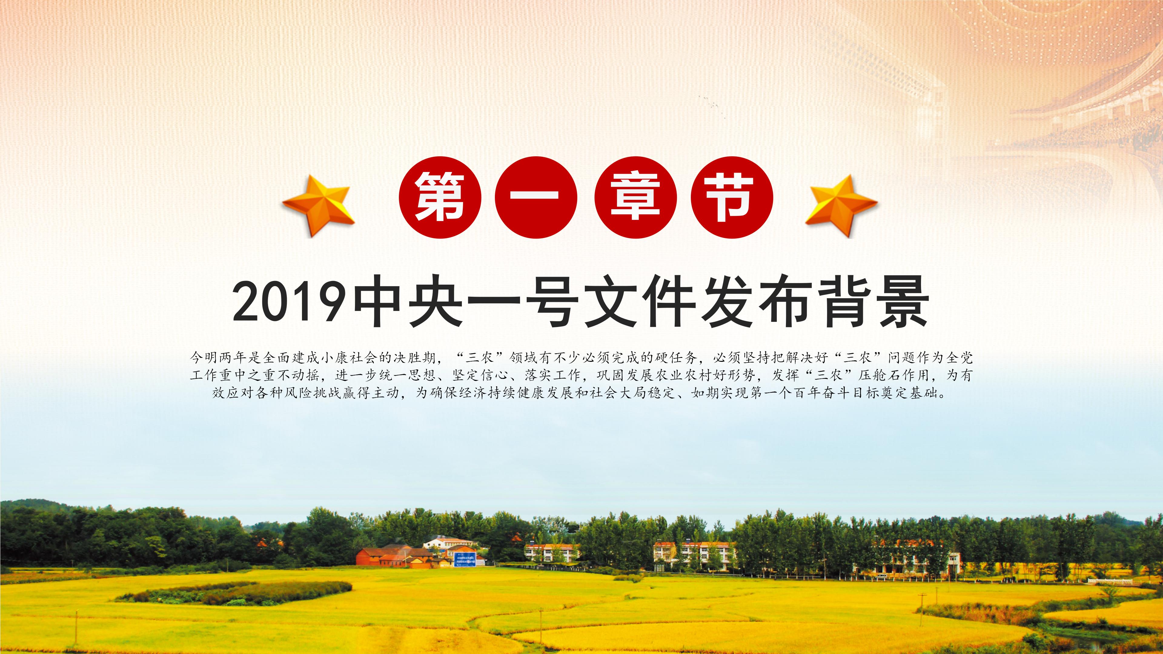 解读学习2019三农工作中央一号文件ppt模板