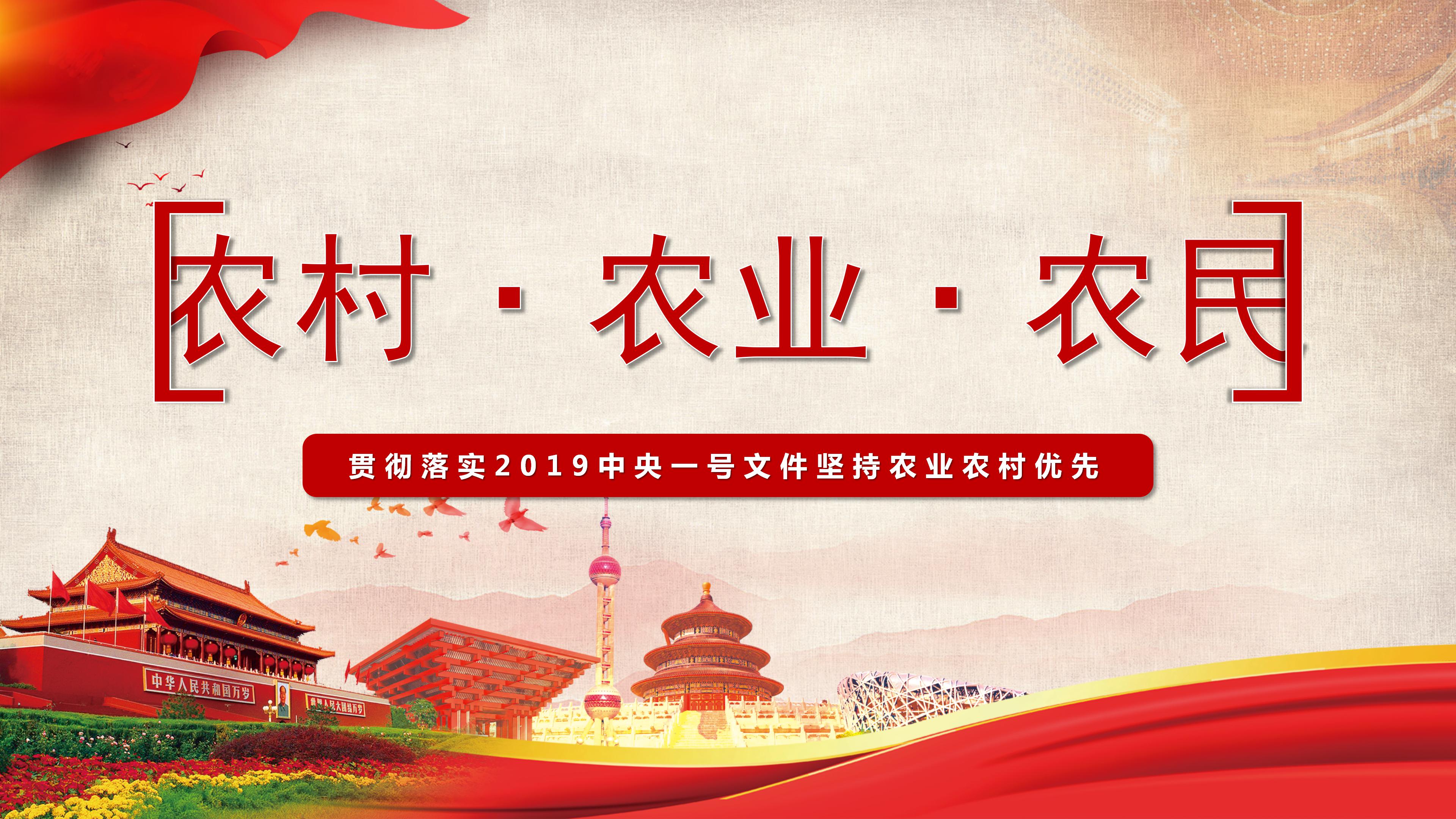 2019中央一号文件坚持农业农村优先ppt模板