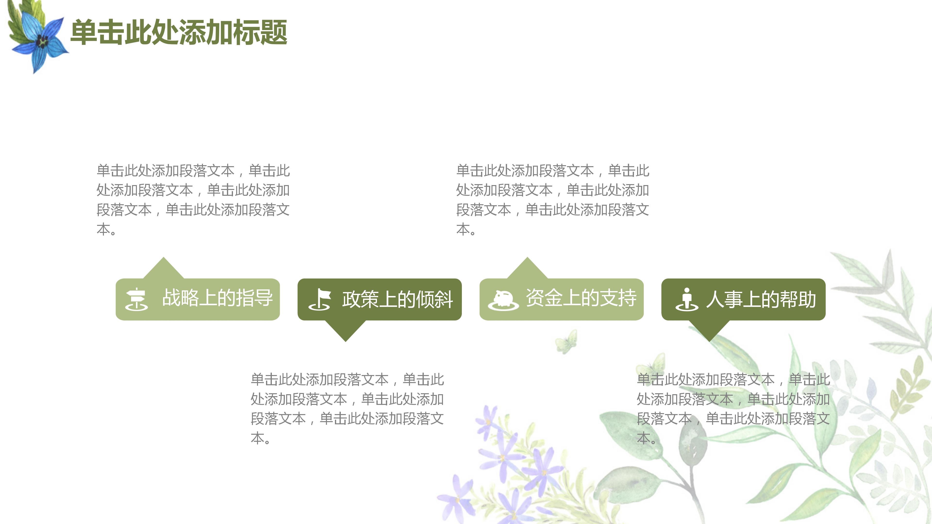 绿色唯美水彩风工作汇报总结ppt模板