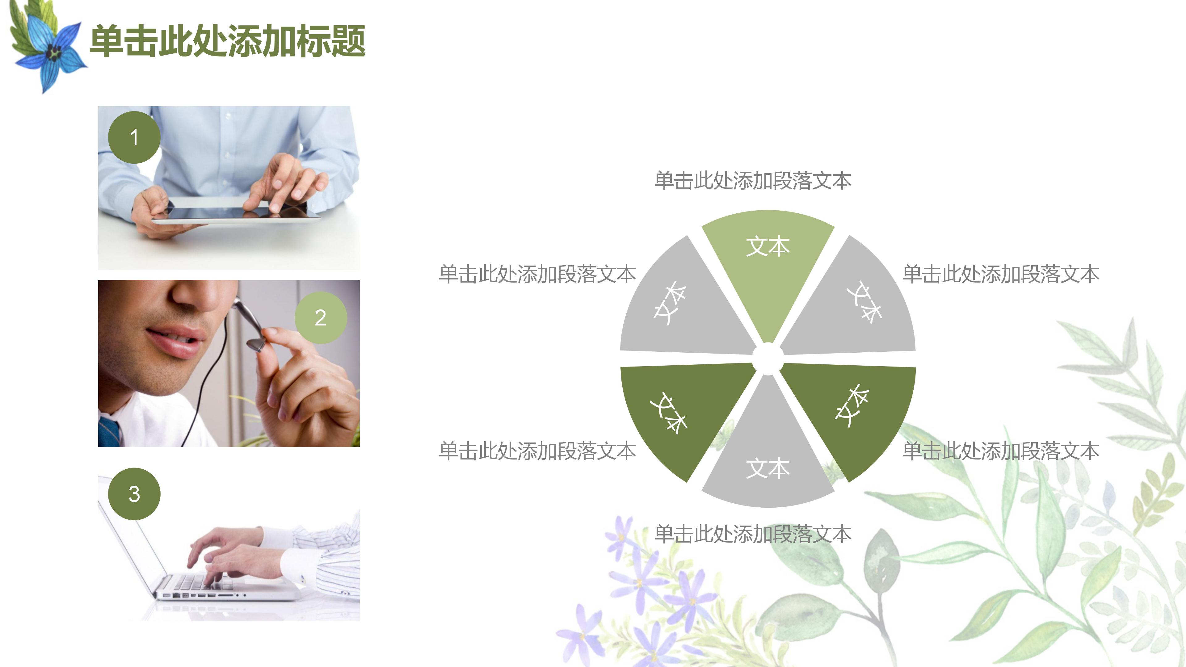 绿色唯美水彩风工作汇报总结ppt模板