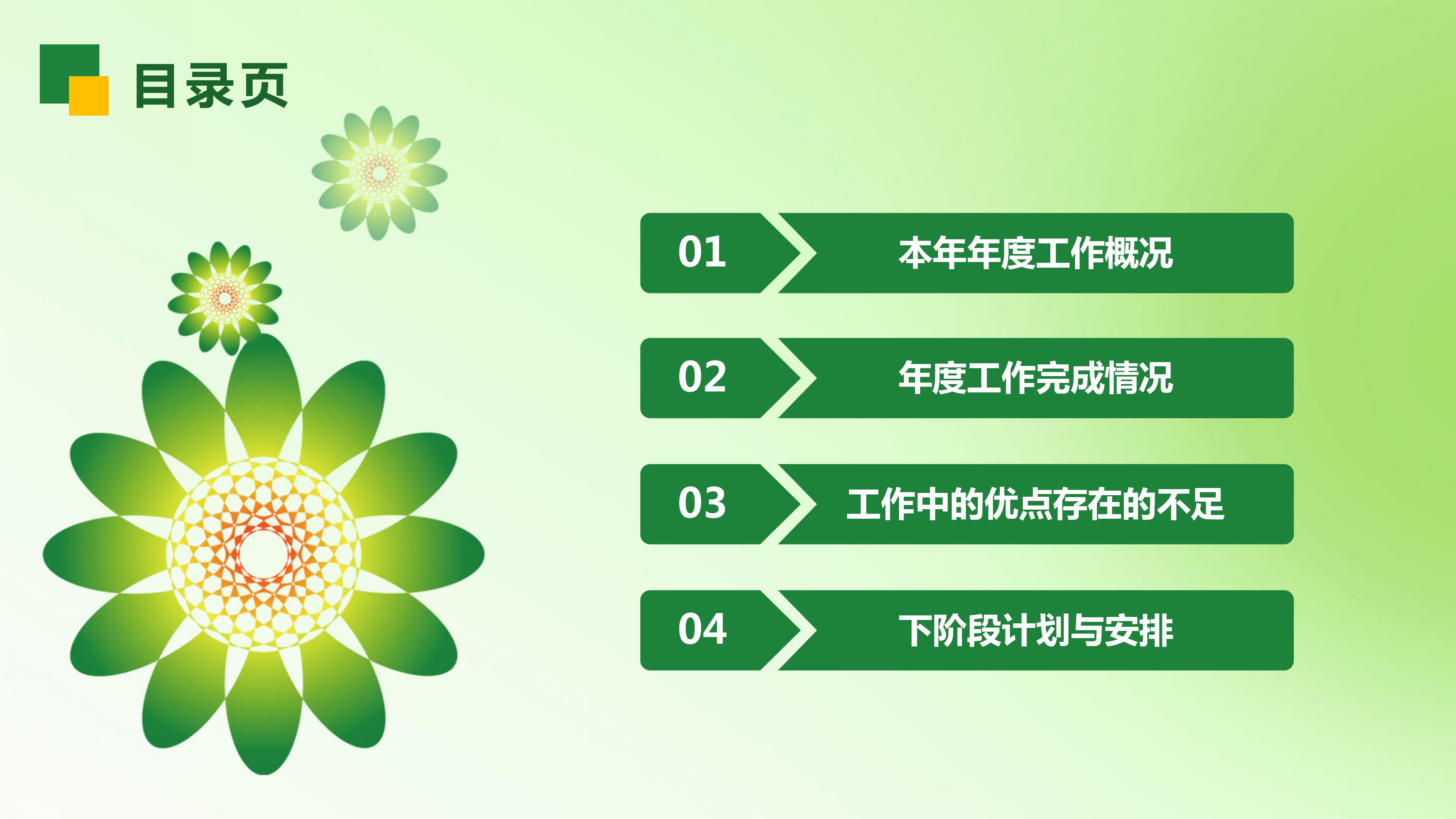 2019绿色清新商务汇报通用ppt模板