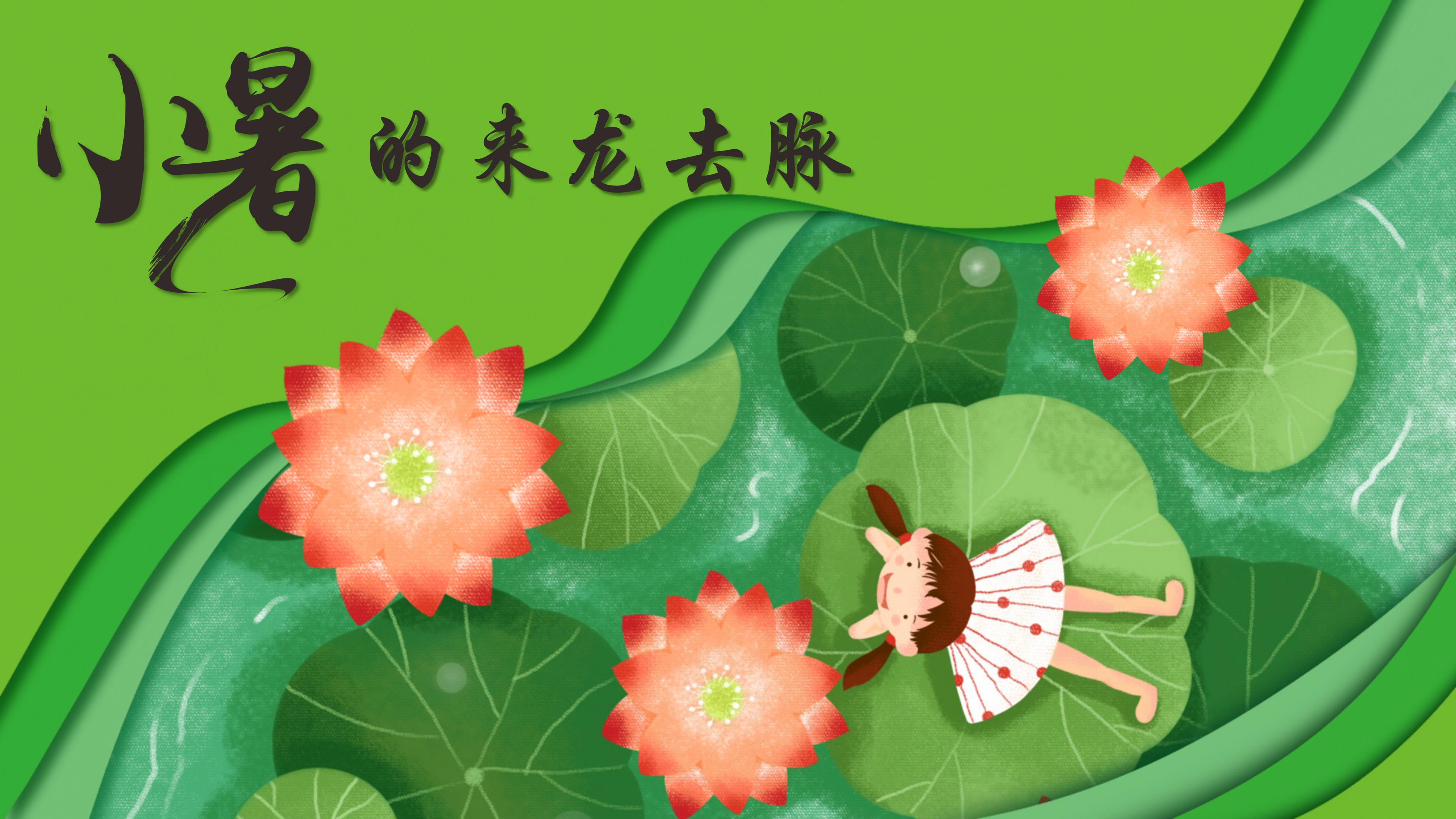 卡通二十四节气之小暑常识介绍ppt模板