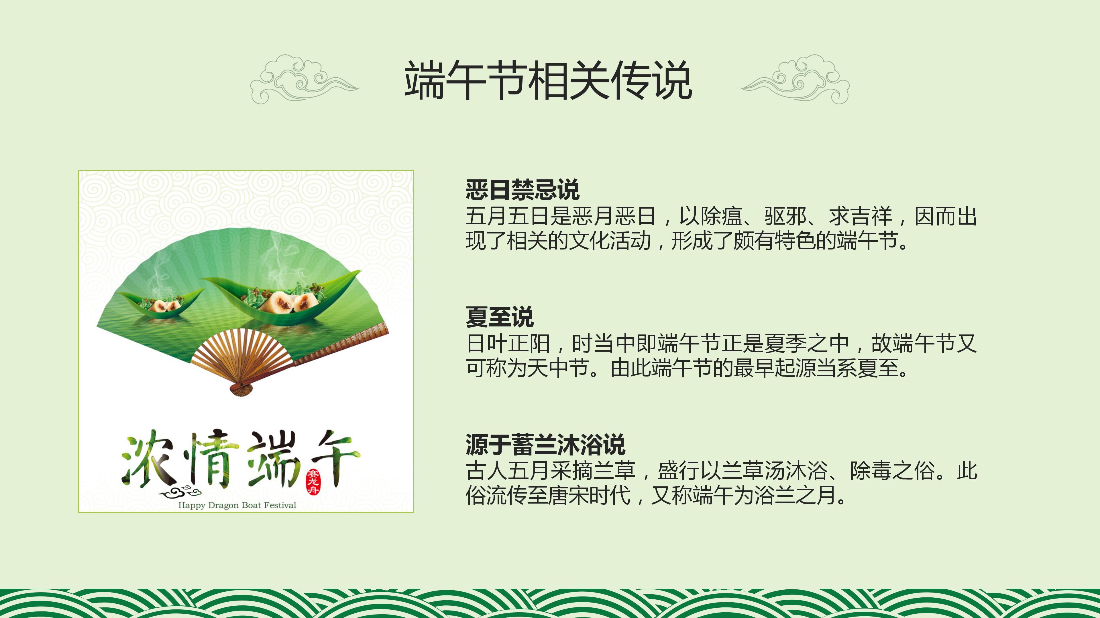 绿色简约五月初五端午节传统介绍ppt模板