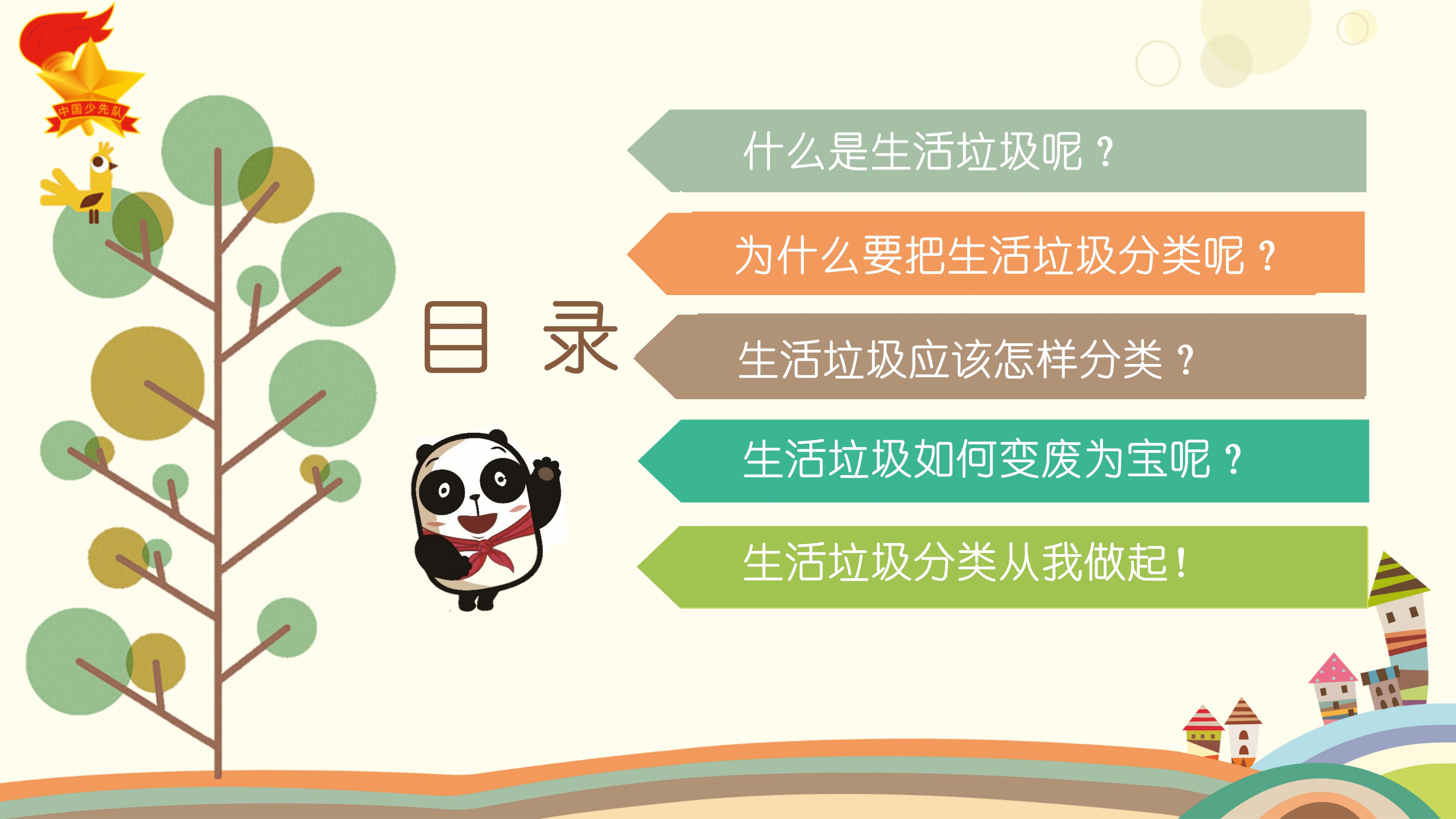 卡通小学生生活垃圾分类讲解ppt模板