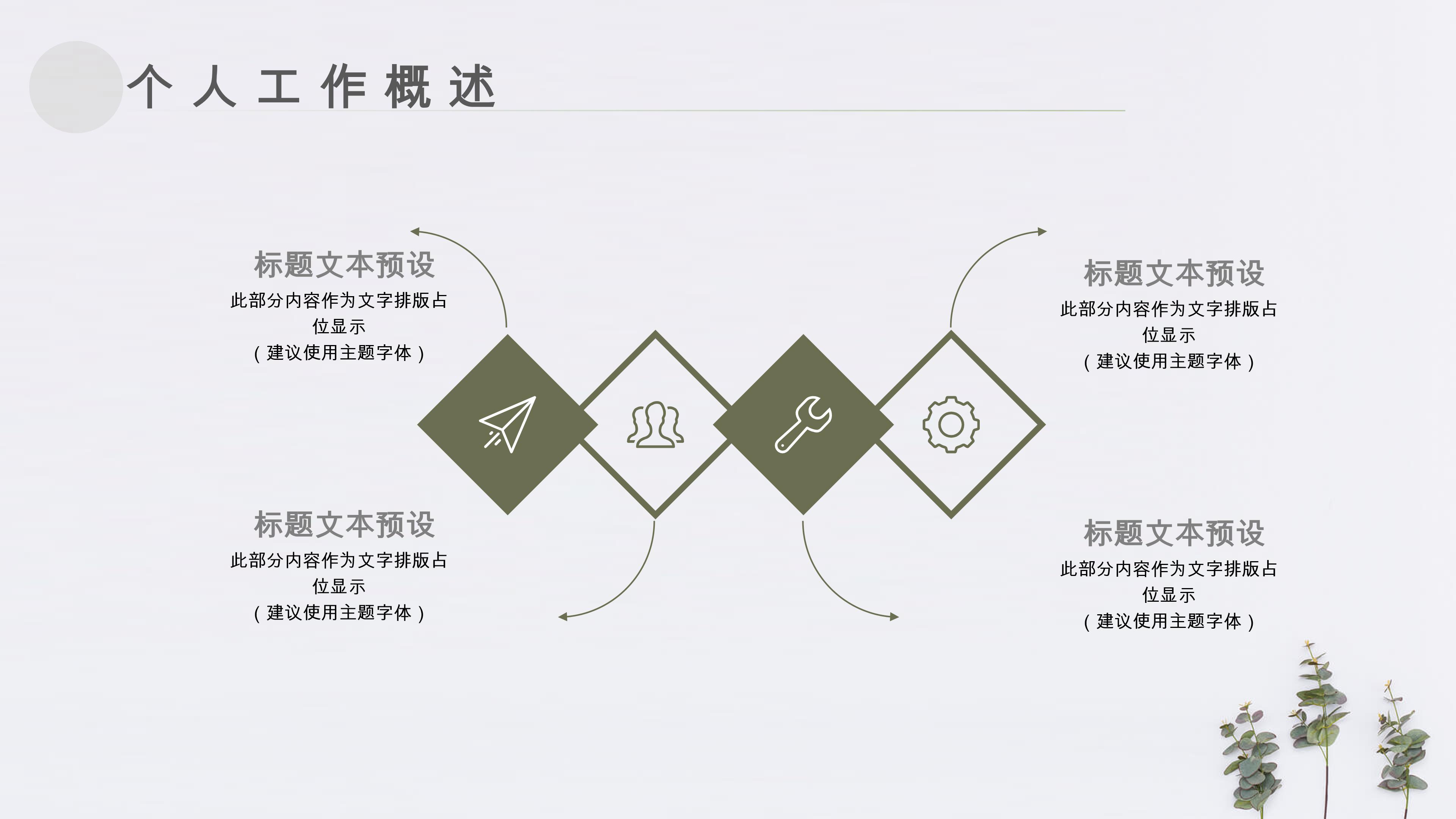 清新绿色植物点缀个人工作计划概述PPT模板