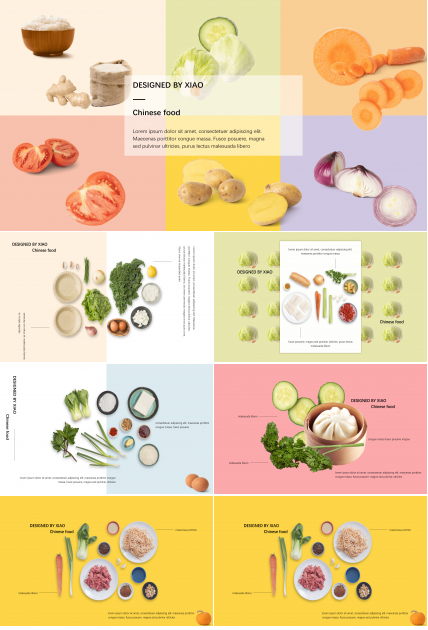 小清新时尚多彩美食主题ppt模板
