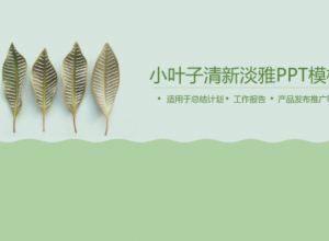 叶子清新文艺淡雅ppt模板