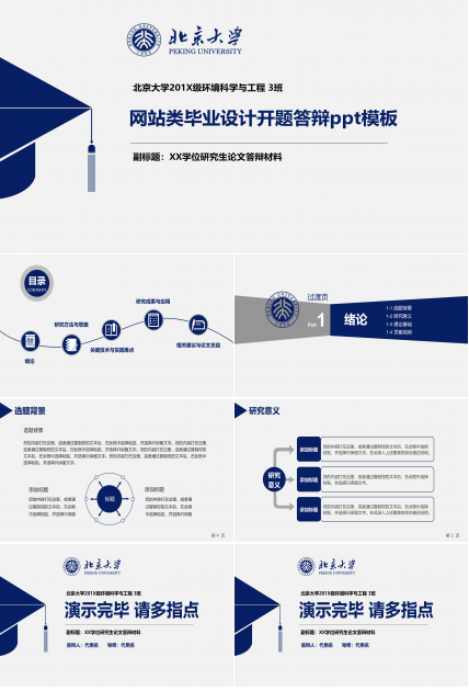 网站类毕业设计开题答辩ppt模板