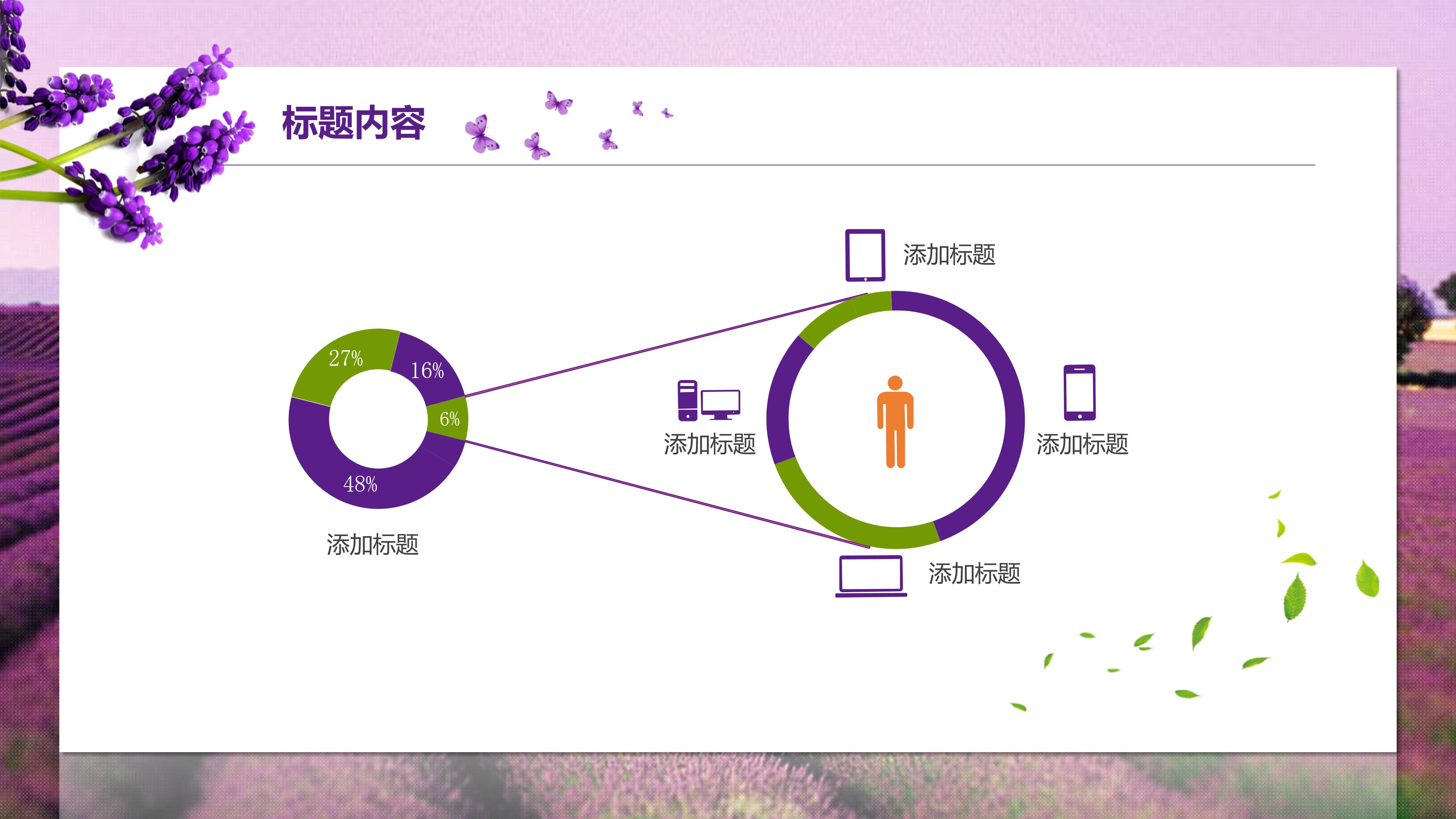 清新简约薰衣草背景通用PPT模板