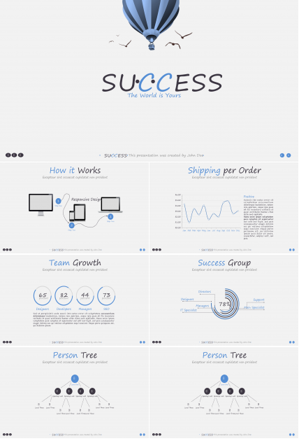 简约大气热气球通用PPT模板