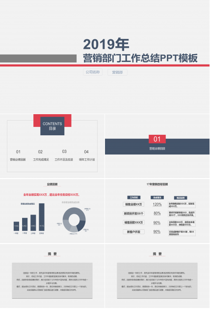 极简实用部门工作总结PPT模板