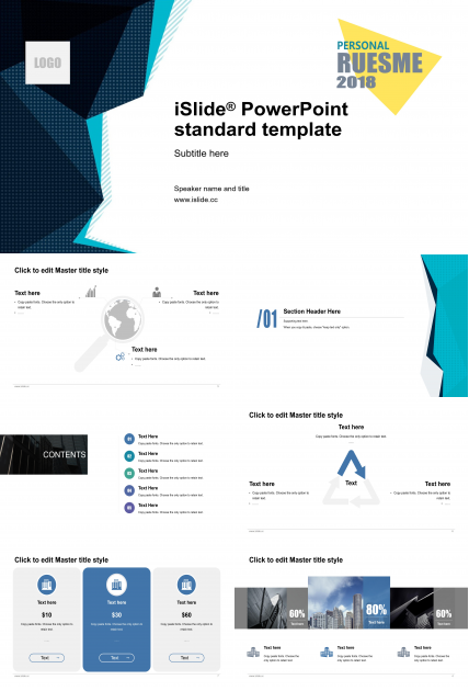 创意简约扁平几何风商务通用PPT模板