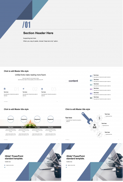 灰蓝简约大气商务折角ppt模板