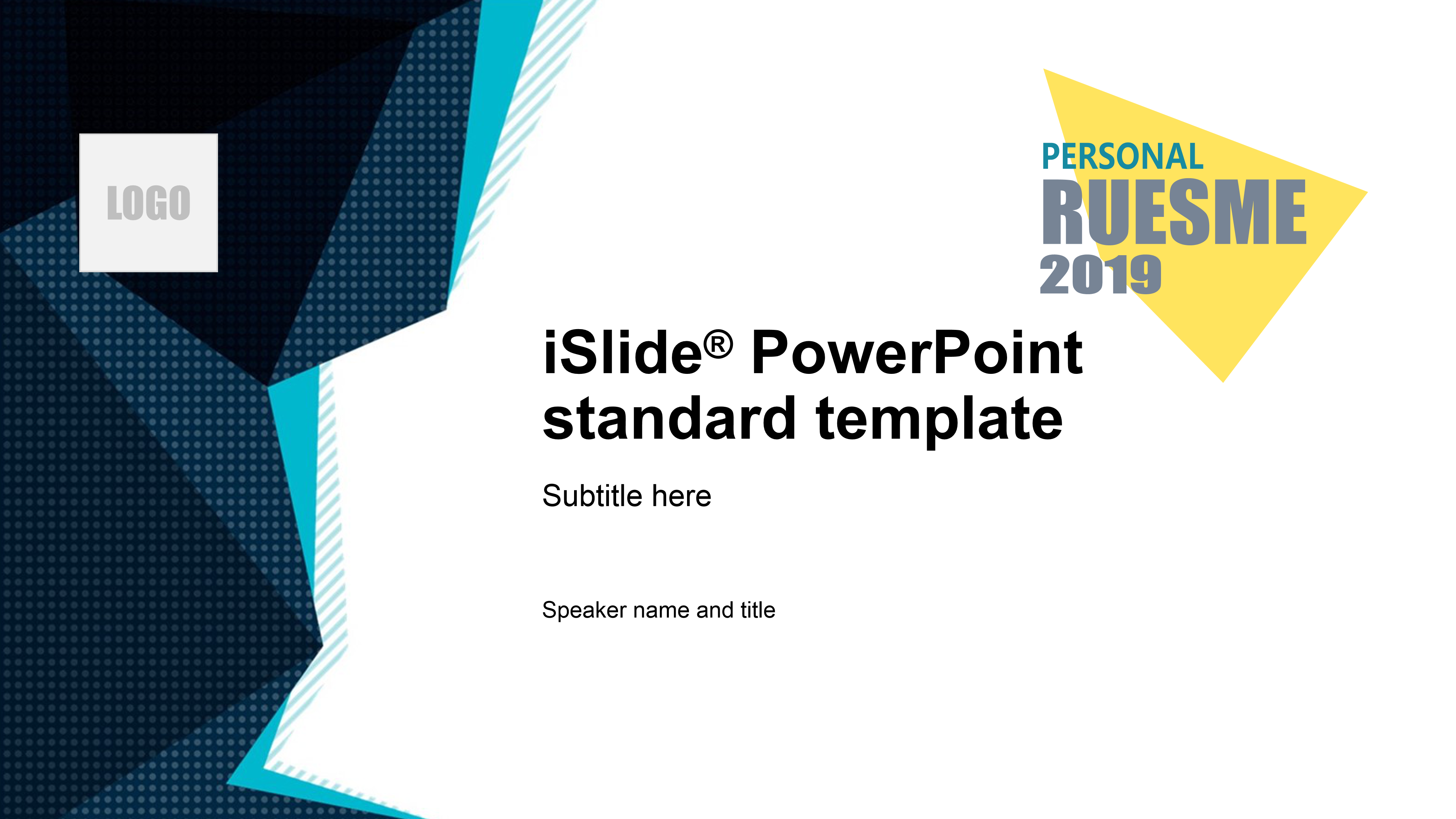 蓝色三角简约商务通用ppt模板