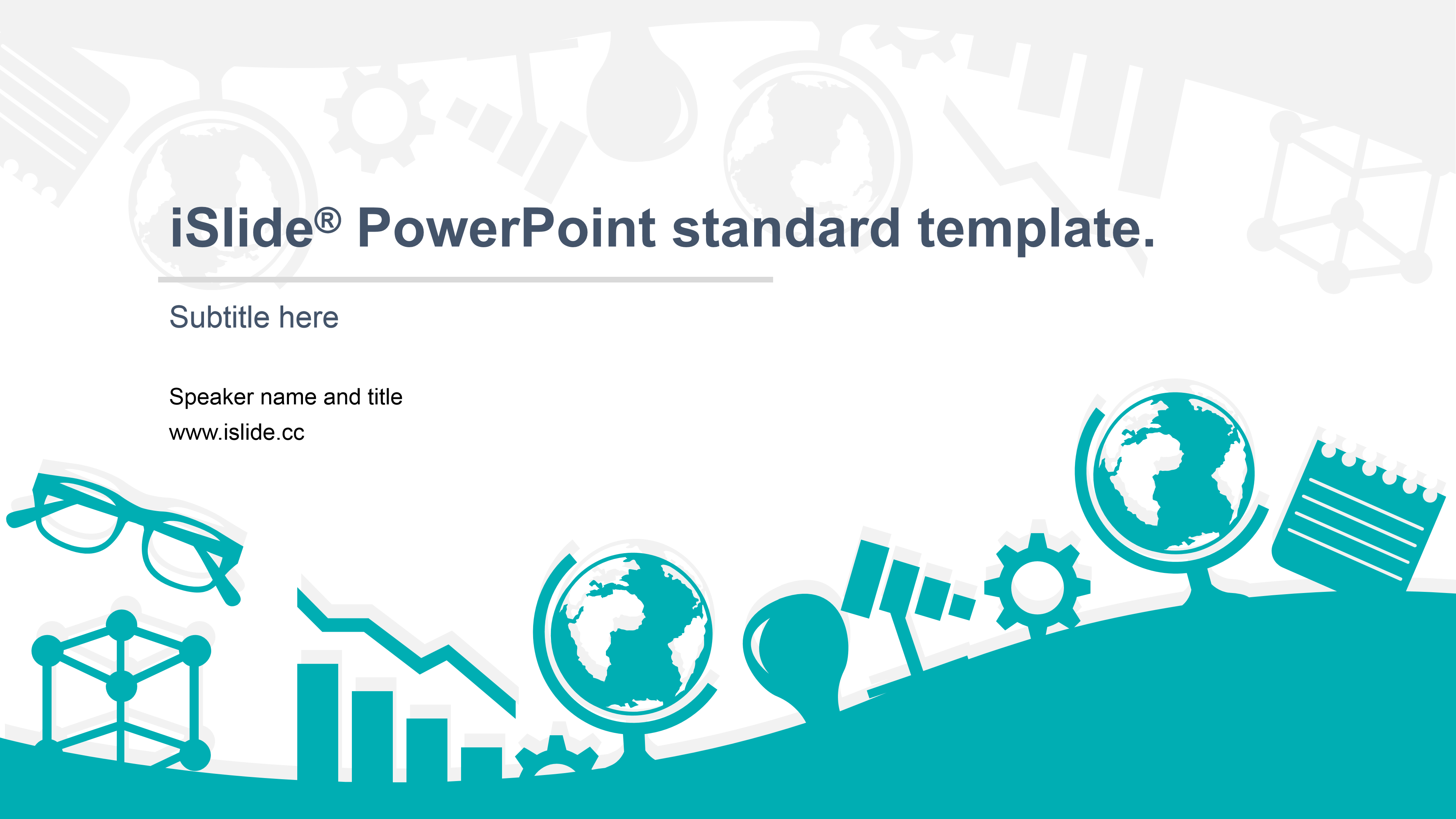 青绿扁平化商务图表ppt模板