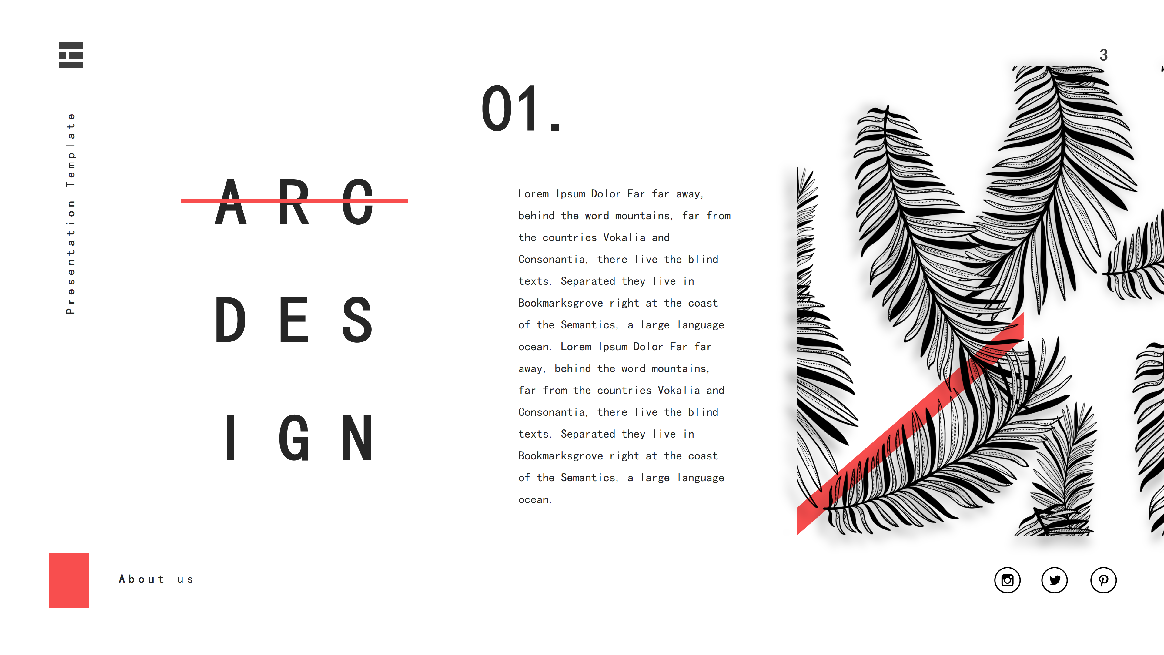 创意黑白简约线条花朵植物工作汇报ppt模板
