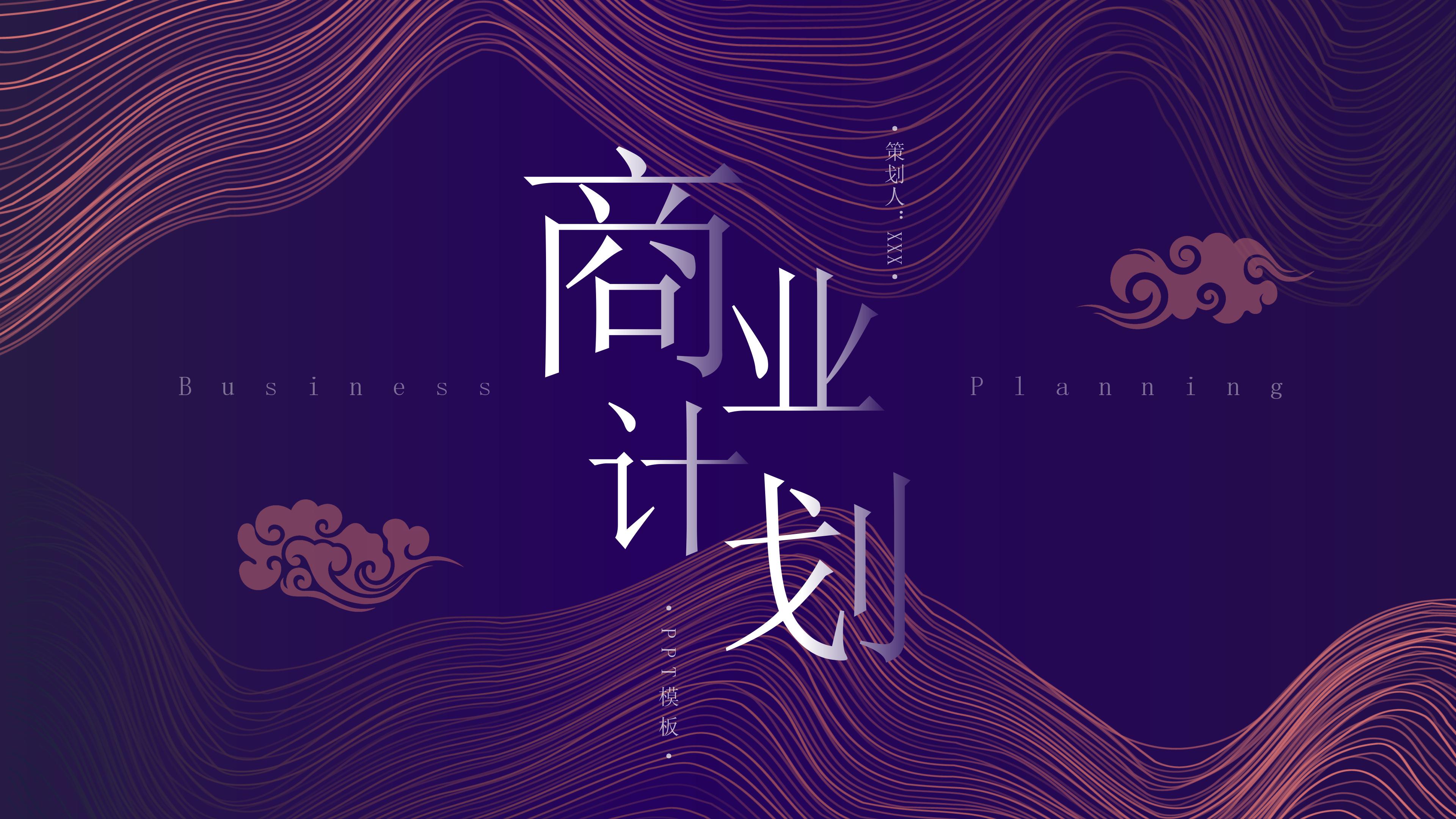 时尚大气唯美线条点缀公司商业计划书PPT模板