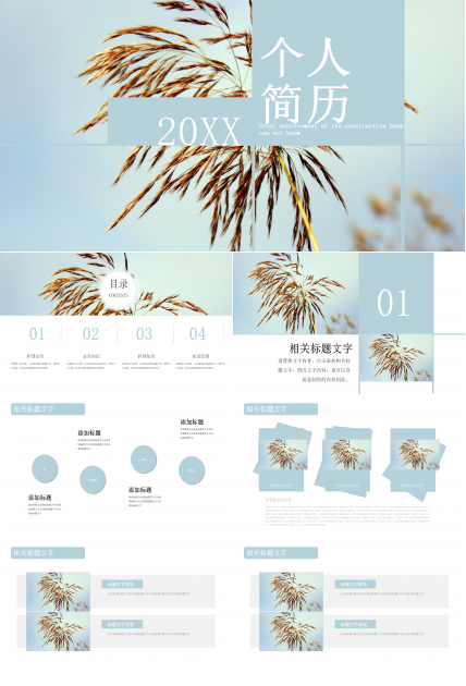 时尚简约清新个人简历PPT模板