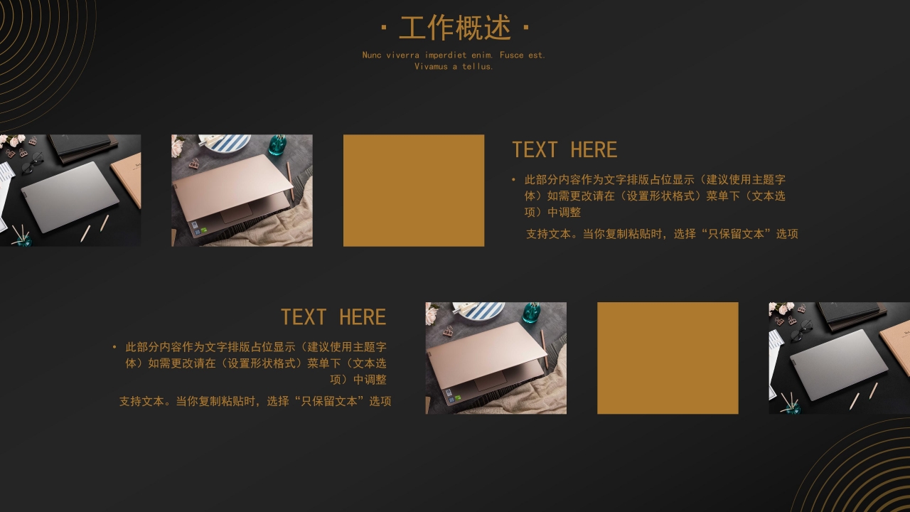 沉稳大气暗金风公司年中工作总结PPT模板