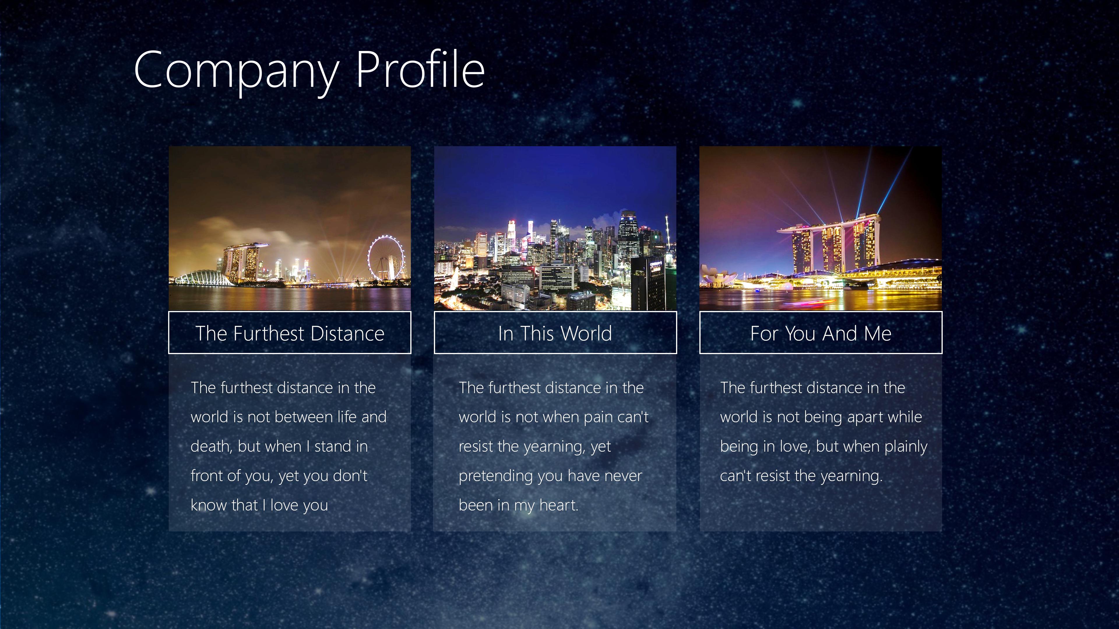 唯美大气璀璨星空背景公司商务通用PPT模板