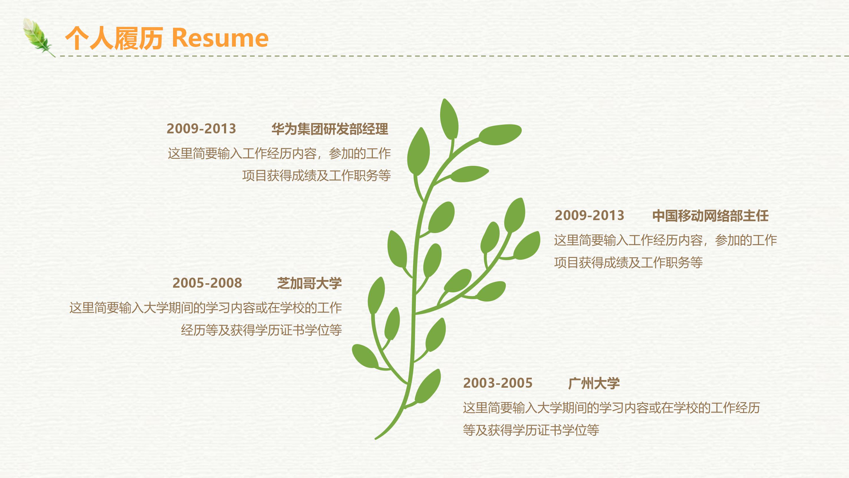 绚丽时尚植物花卉点缀个人岗位竞聘简历PPT模板