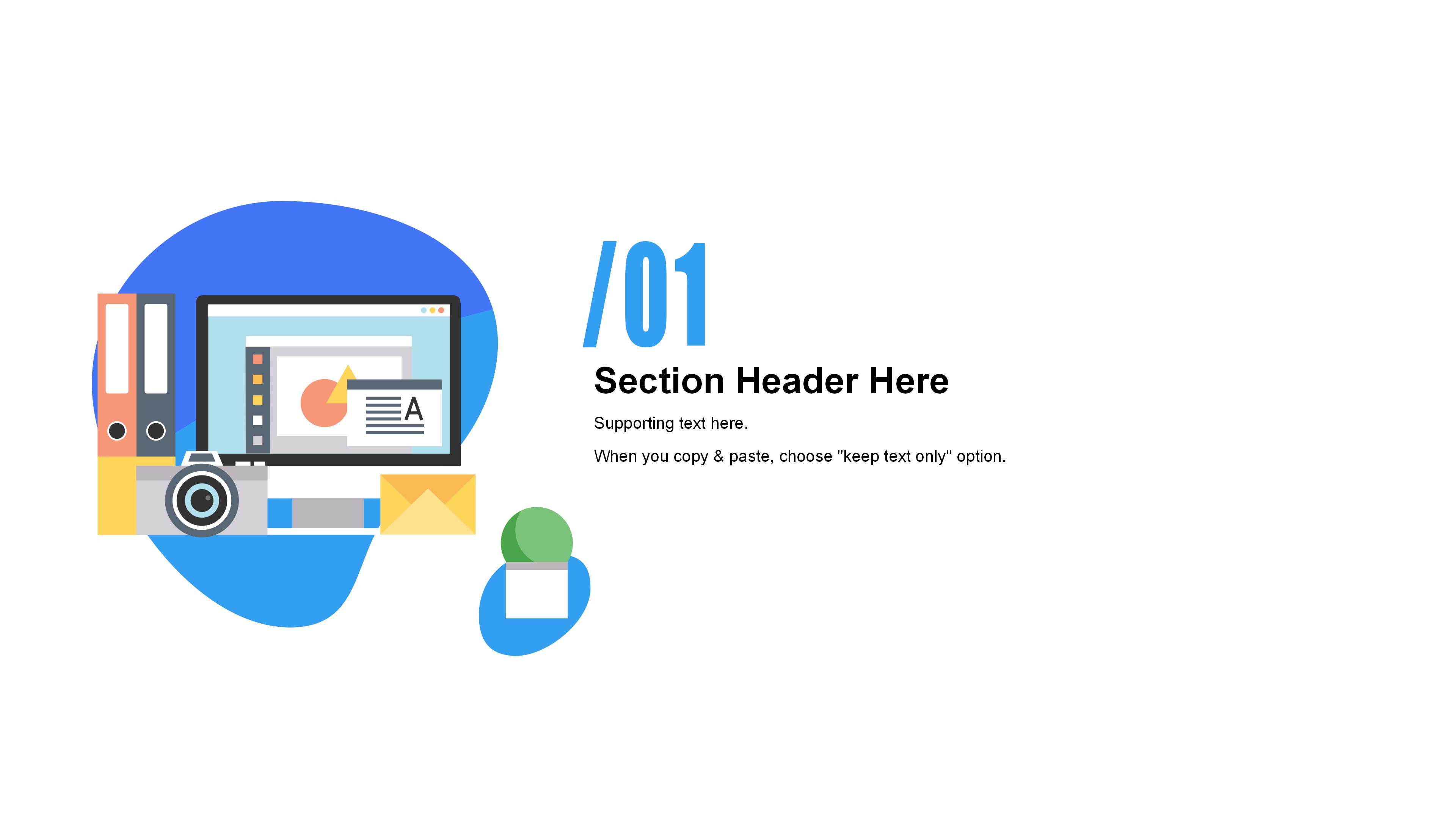 时尚创意蓝白卡通扁平风商务通用PPT模板