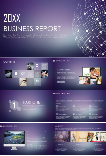 创意时尚朦胧科技感欧美风商务通用PPT模板