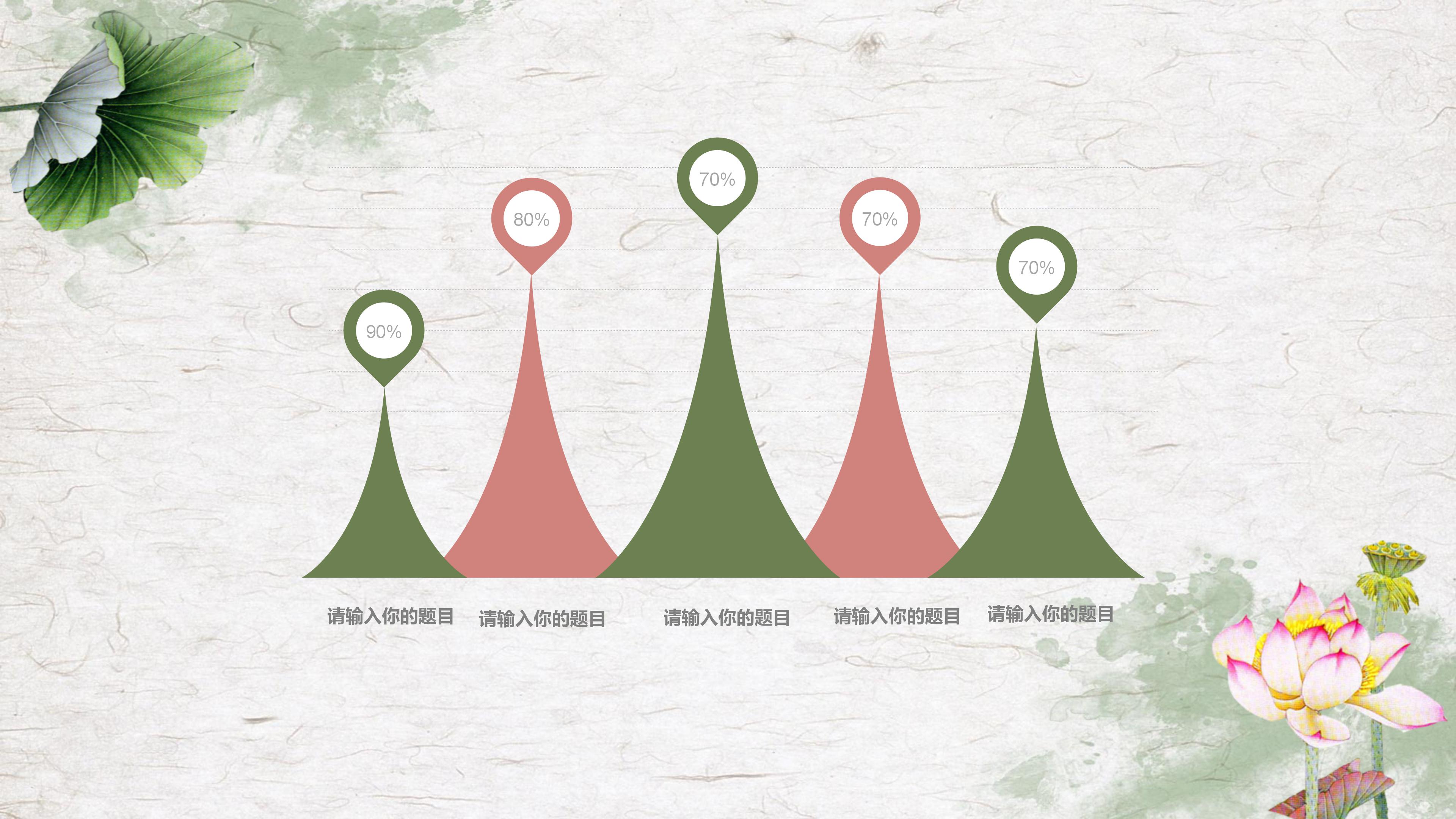 唯美清新古韵水墨荷花背景文艺风通用PPT模板