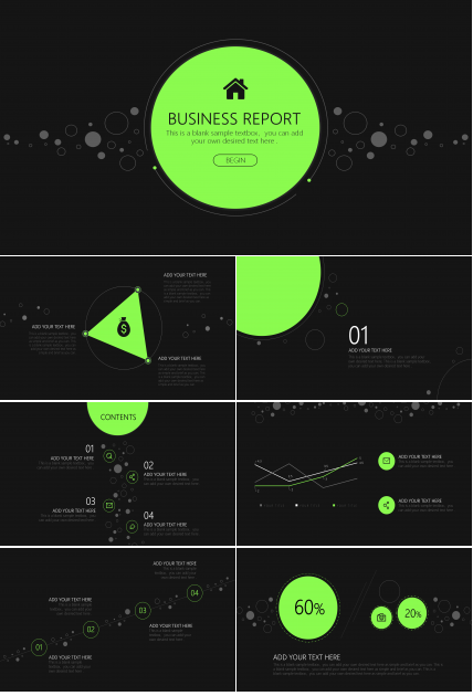 简约创意荧光绿背景公司工作汇报PPT模板