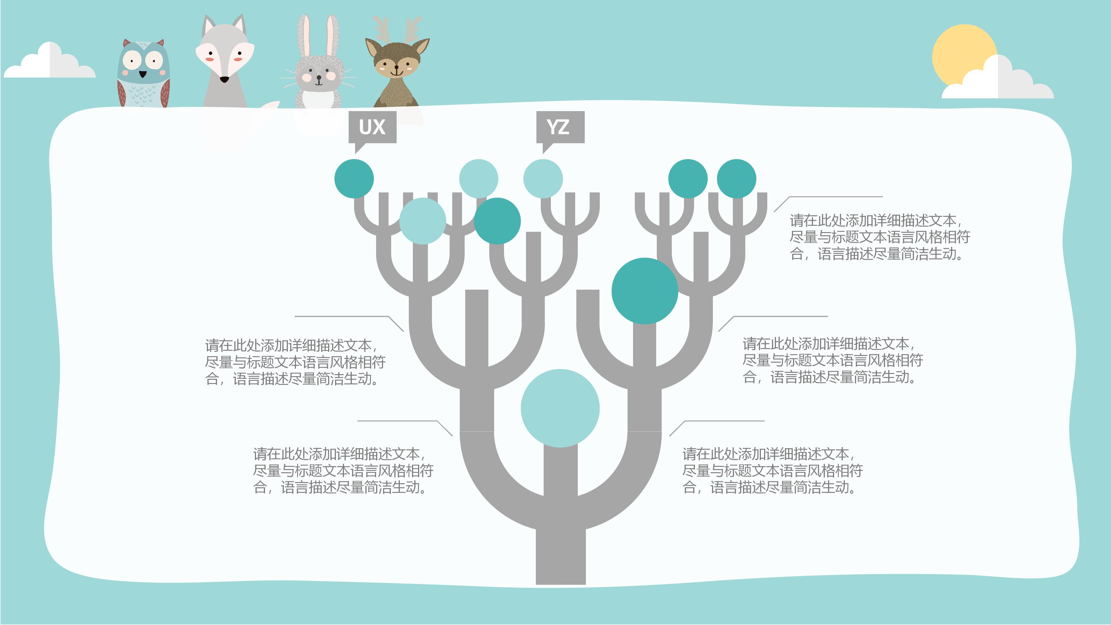 素雅可爱卡通扁平文艺风通用PPT模板