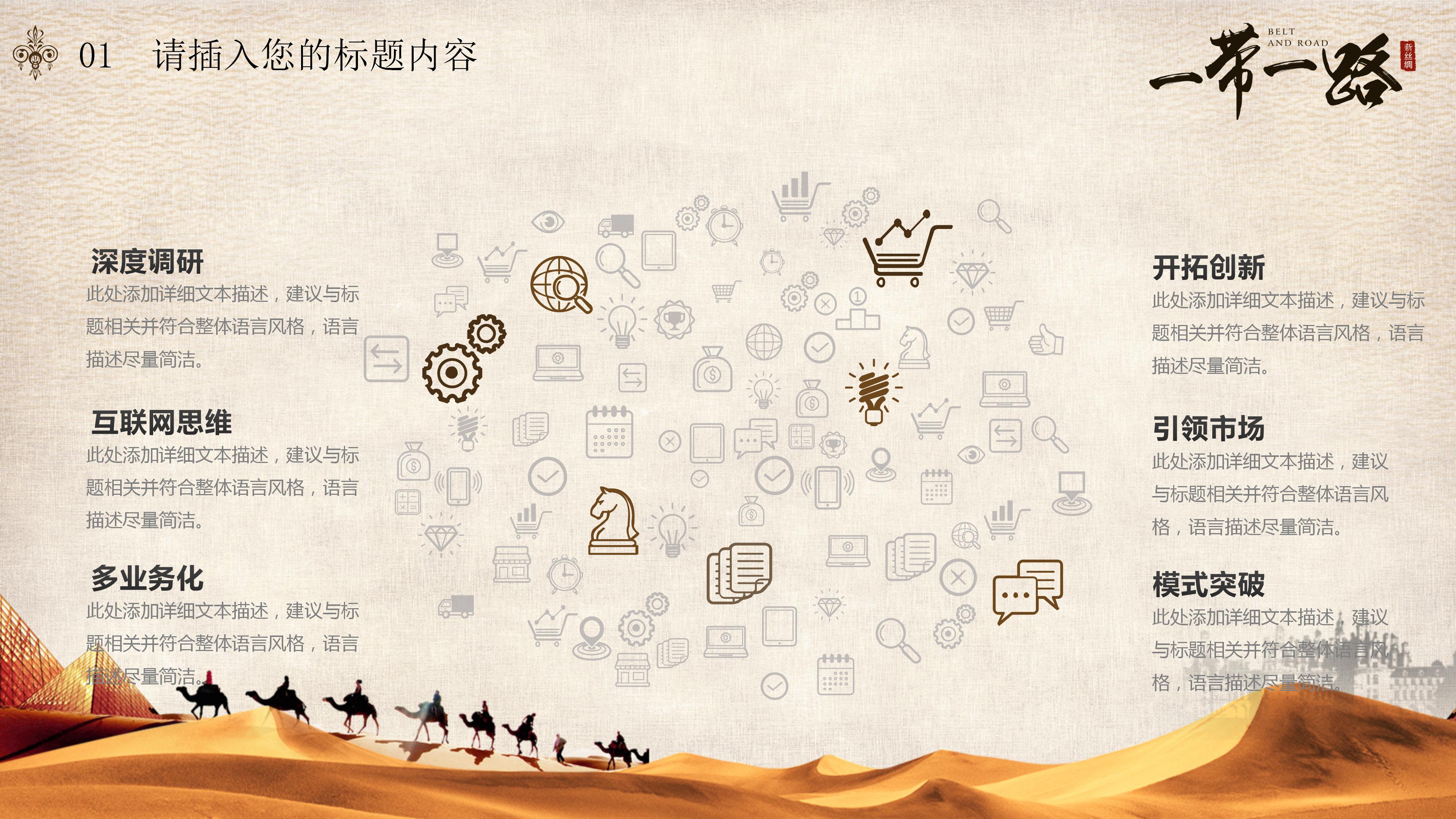 一带一路新丝绸之路主题展示汇报ppt模板