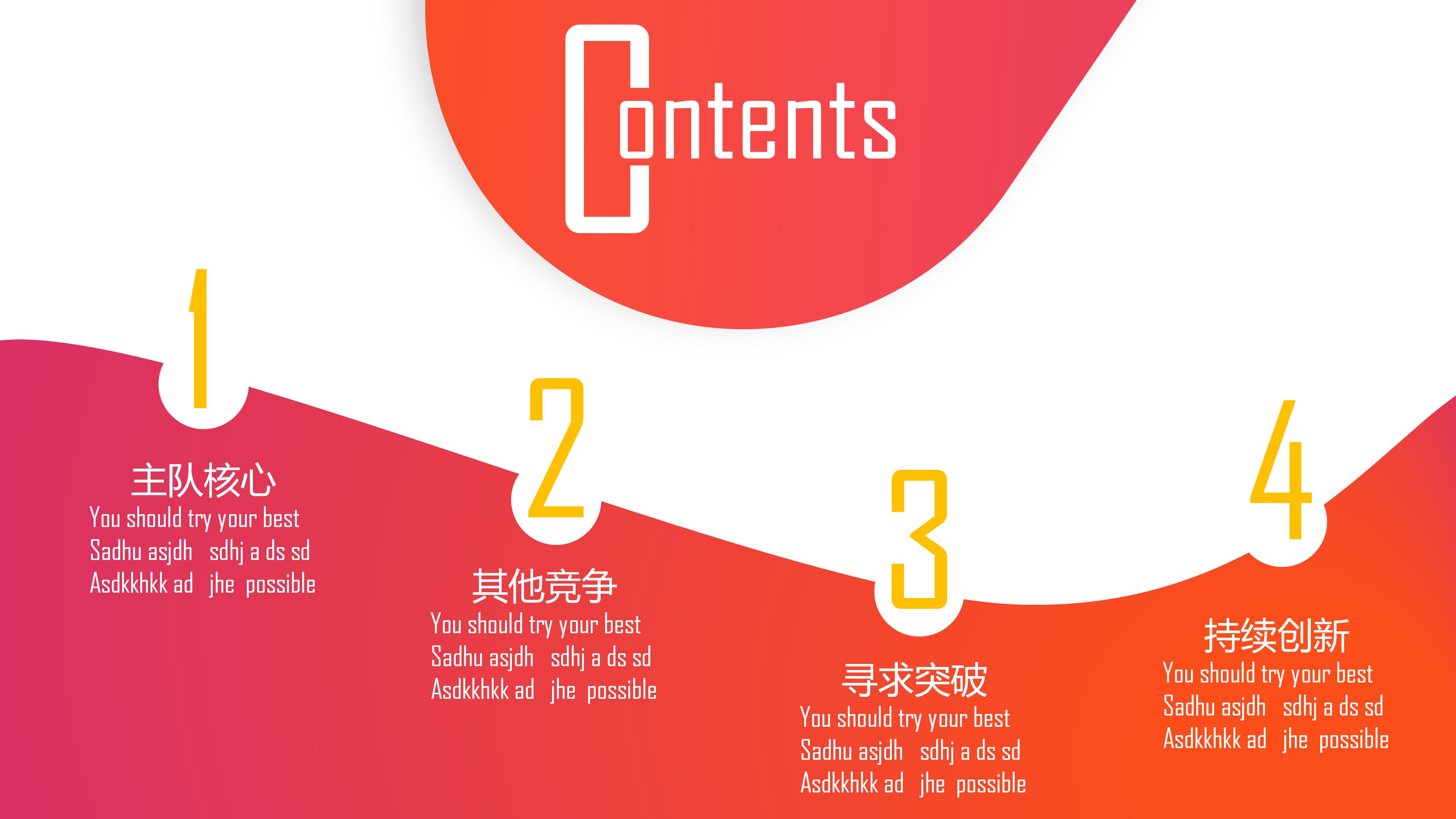 时尚活力动感橙红背景商务通用PPT模板