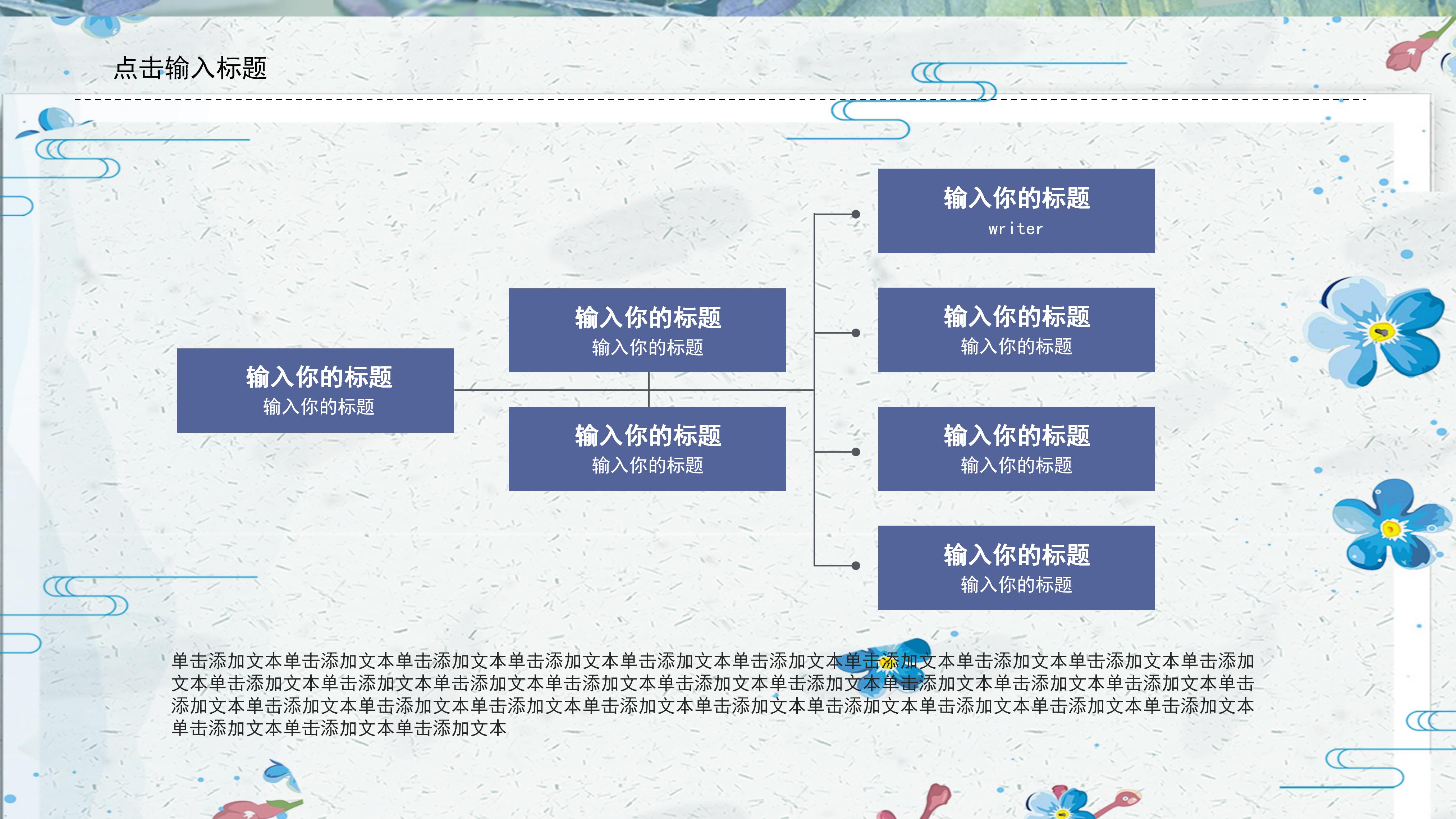 淡雅清新碎花边框点缀商务工作汇报PPT模板