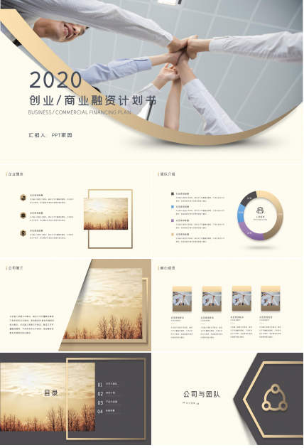 高端大气金色立体风公司商业融资计划书PPT模板