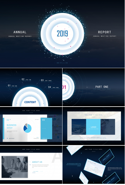 时尚炫酷星空微立体风公司商务通用PPT模板