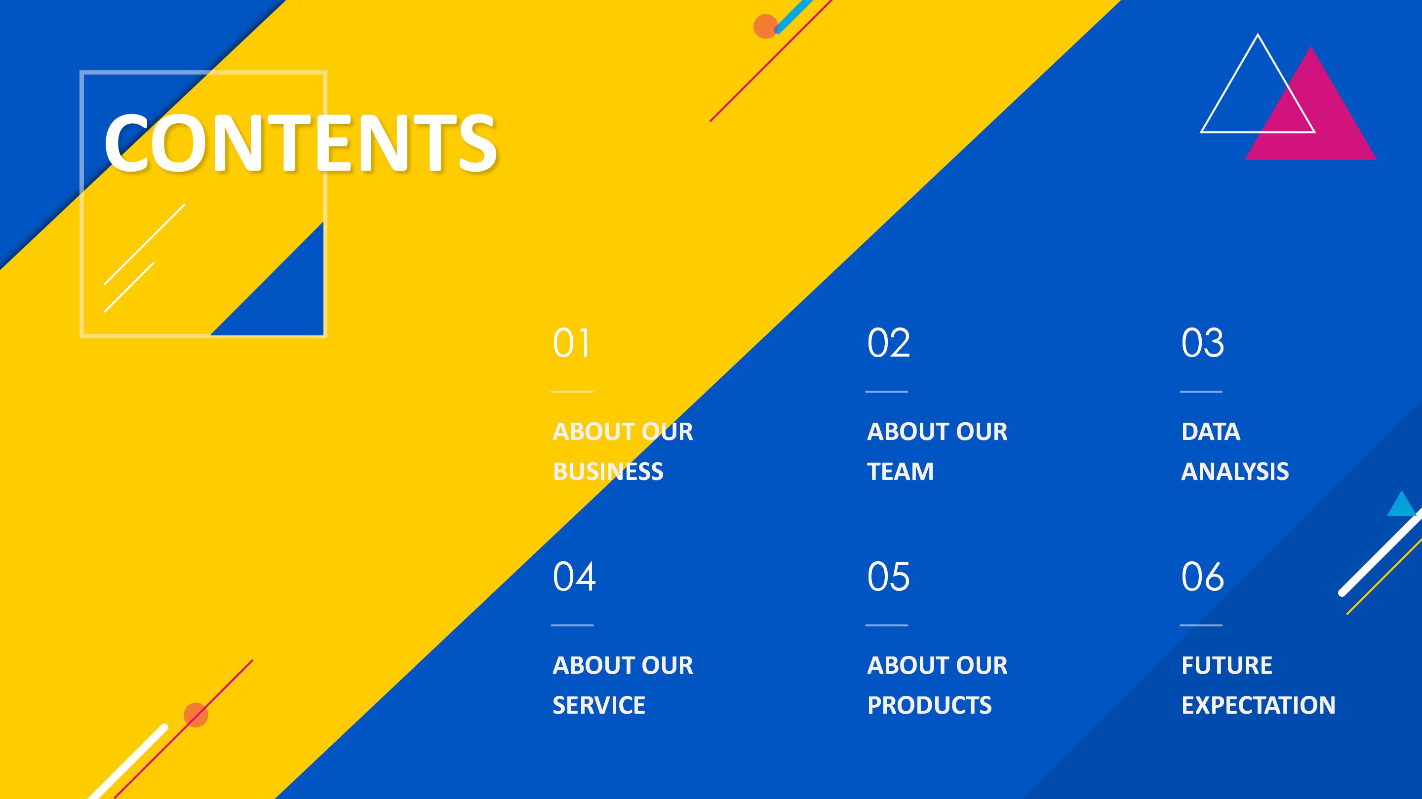 时尚活力多彩撞色背景公司商务介绍PPT模板